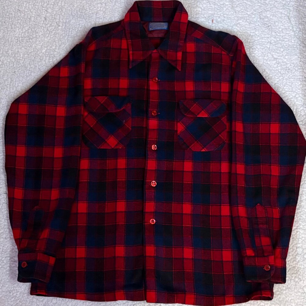 Vintage Pendleton Plaid Virgin Wool Shirt Men’s Size Large.